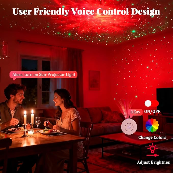 LIUYANG Galaxy Projector for Bedroom, Voice Control Star Projector with Nebula, Night Light for Kids Adults Room Decor Home Party Bar, Compatible with Alexa & Google Home Birthday Valentines Day Gifts