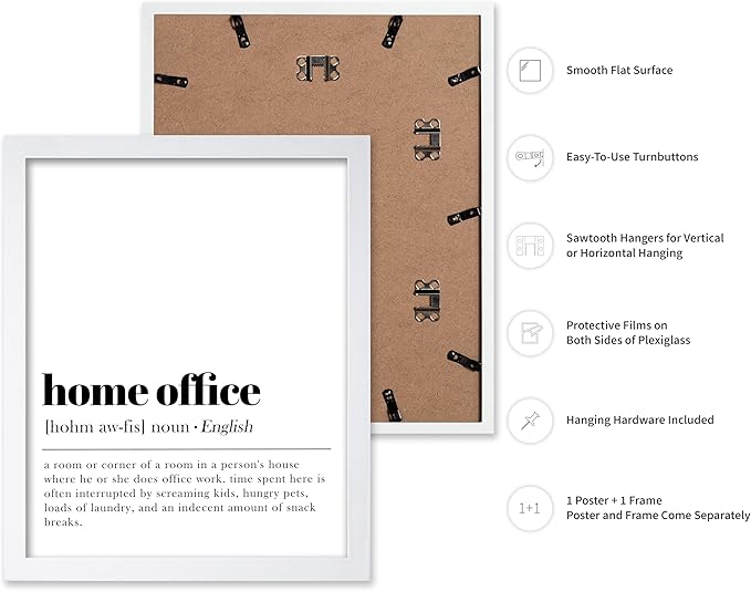 Poster Master Typography Poster - Retro Dictionary Print - Home Office Definition, Book Page, Funny - Gift for Colleague, Friend - Wall Decor for Home, Workplace, 11x14 White Framed
