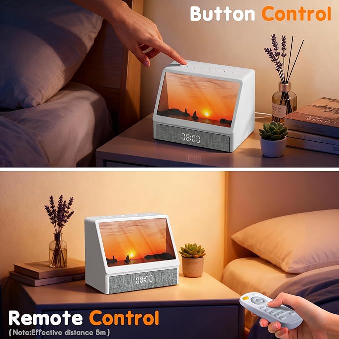 Sunrise Alarm Clock, White Noise Sound Machine for Bedroom, Wake Up Light Sunlight Alarm Clock with Ambient Lights and Bluetooth for Kids Adults and Heavy Sleepers