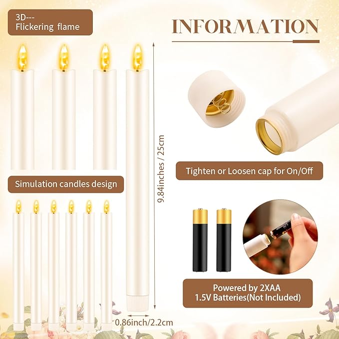 FillTouch 30 Pcs Gold Candlestick Holders with Flameless LED Candles Bulk Includes 15 Metal Candle Holders 15 Ivory Battery Operated Taper Candles for Wedding Valentines Table Centerpieces Home Decor