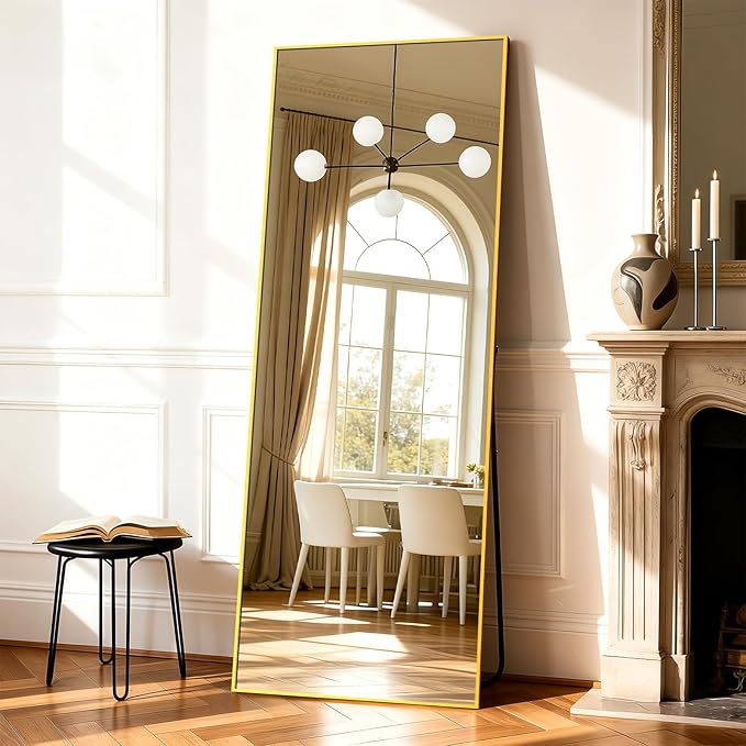 Simple Deluxe Full Length Mirror, 56"×15" Large Floor Mirrors, for Wall Door Bedroom Bathroom Living Room (Gold)