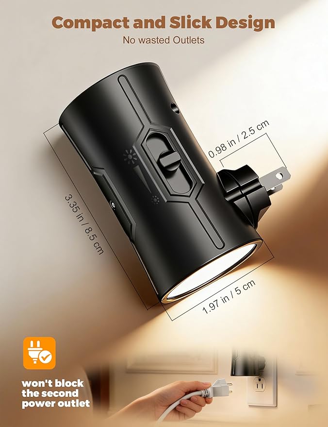 fesnne Night Light, 2-Pack Dimmable Plug-in Night Light with Auto On/Off & 90°Rotatable Plug, 0-100LM Adjustable Brightness,1W Ultra Low Energy for Bedroom, Hallway, Bathroom, Kids Room, White