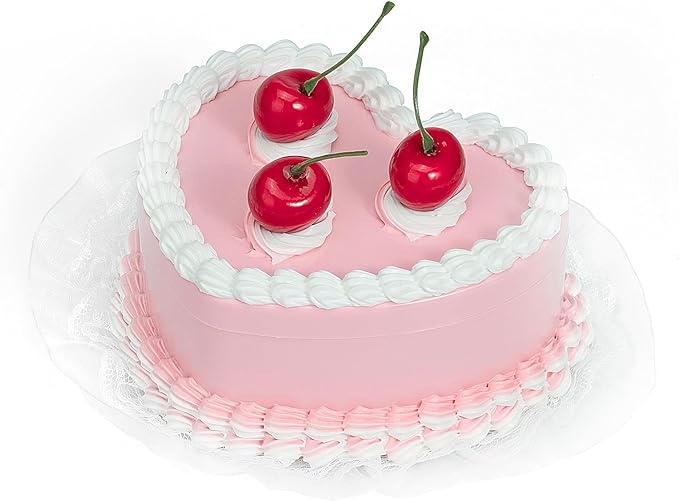 Stylor Coquette Room Decor Aesthetic, Heart Shaped Jewelry Box for Girls, Fake Cherry Pink Cake, Cute Kawaii Decorative Storage Accessories.