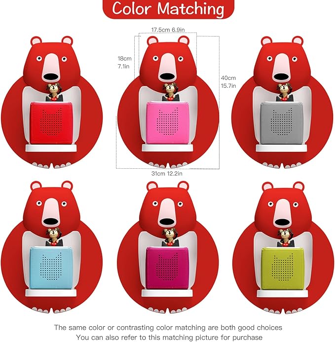 TonieBox Storage,Tonies Storage Shelf,Creative Bear Design Children's Magnetic Tonies Shelf,30-40pcs Tonies Figures Floating Shelf for Tonies Figures Display (Red).