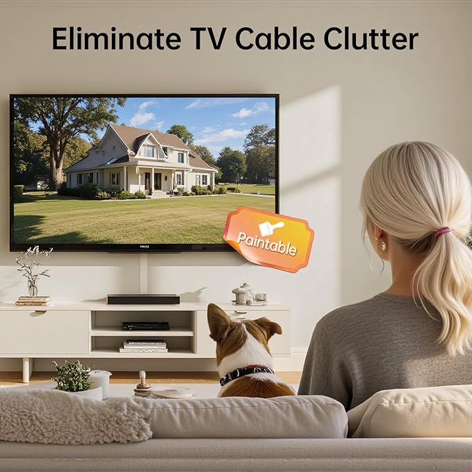 Delamu Cable Hider, 315in Cord Covers for 3-4 Wires on Wall, Large TV Cord Hider Wall, Paintable Wire Hiders Wire Covers for TV Cords on Wall, Easy Mount Cable Cover Raceway Kit, W1.18 H0.6in, White