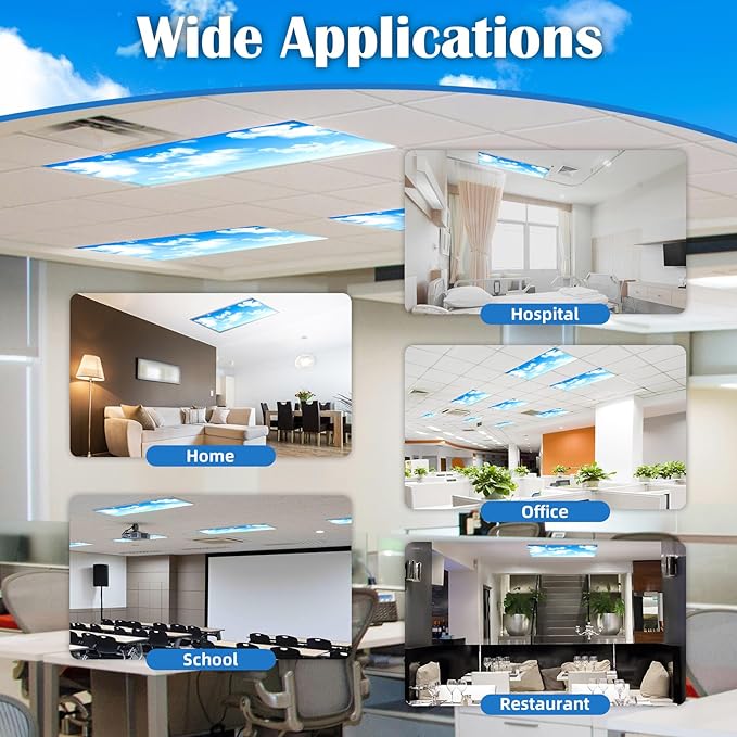 ANGSYLTH 2 Pcs Fluorescent Light Covers - 4 x 2 Feet Covers for Ceiling Lights, Magnetic Light Filters for Classroom, Office, Hospitals, Home
