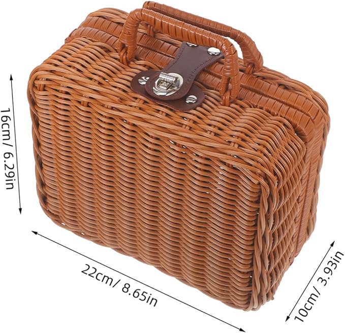 Simulated Rattan Woven Suitcase Retro Storage Case Handwoven Storage Box