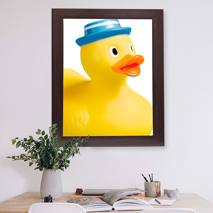 InkFlow Posters Rubber Duckie Poster - Quirky Yellow Duck Print with Vintage Pop Style, Lighthearted Wall Decor for Bathroom - Humorous Art for Home Use - 16x20 Unframed Canvas Print