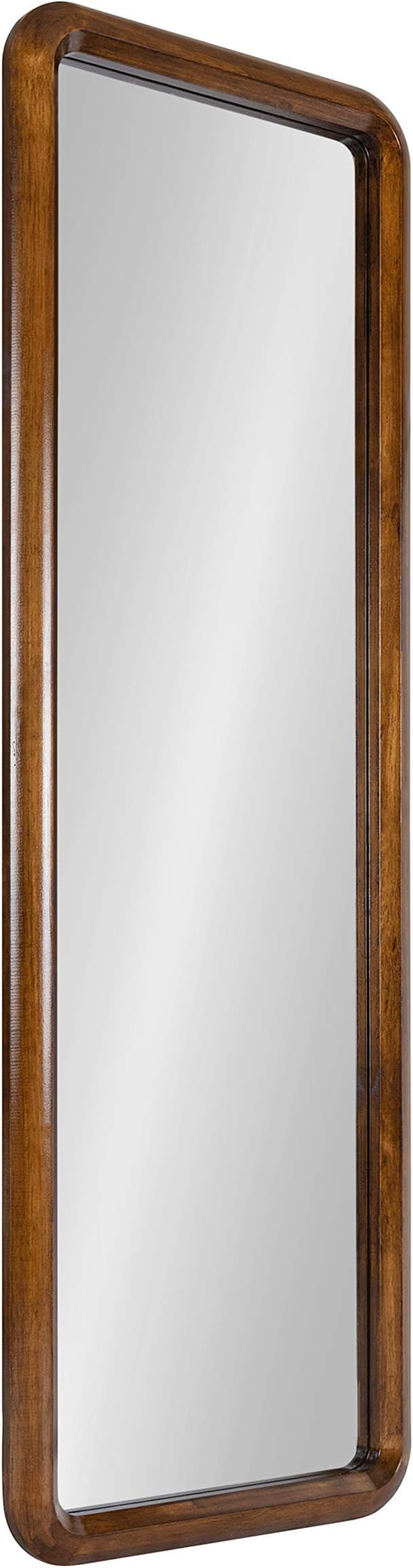 Kate and Laurel Pao Mid-Century Panel Wood Framed Wall Mirror, 16 x 48, Walnut Brown, Modern Full Length Mirror for Wall