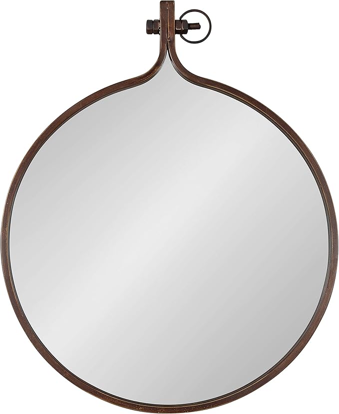 Kate and Laurel Yitro Round Metal Wall Mirror, 23.5 x 28.5, Bronze, Farmhouse Wall Decor for Any Room