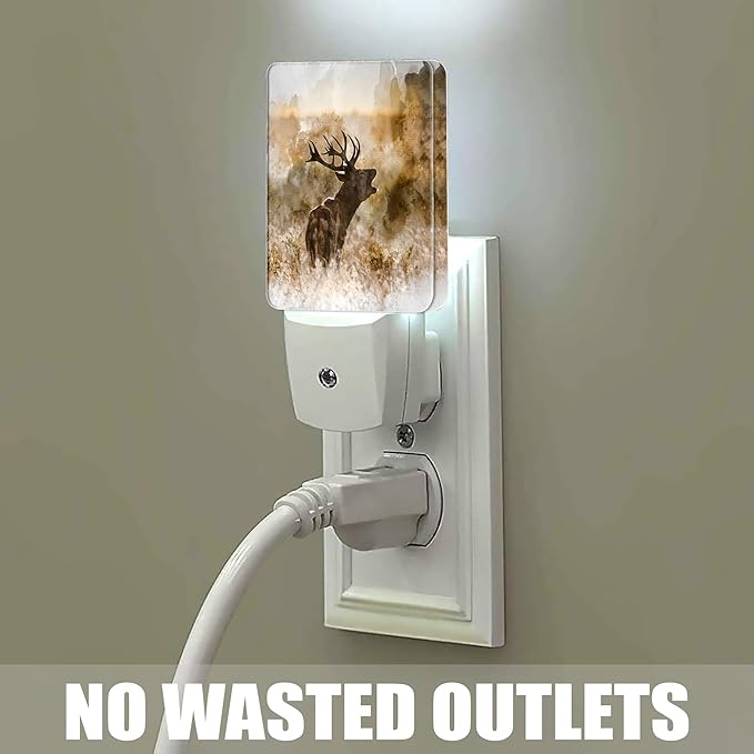 Deer Autumn Fall Night Light Plug in Wall Lamp Smart Dusk to Dawn Sensor for Home Decorative, Kids Room Bedroom Bathroom Kitchen Hallway Gifts