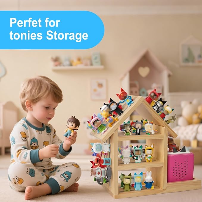for House Toniesbox Shelf,Compatible with TonieBox 1 and Toniebox 2 Storage Toniebox Organize Display Shelf for 70-80 Tonies Figures Holder Compatible Charging Station for Kid's Room