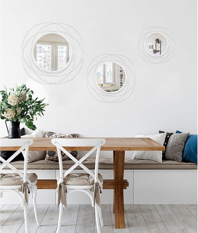 Wall Mirror Modern Metal Frame Arts Circle Mirror for Wall Decorative Home Living Room Balcony Bedroom Bathroom Hallway Farmhouse Entryway Gold 16” x 16”