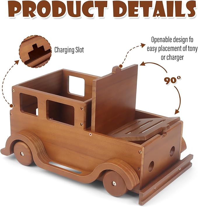 Taladad Storage & Play Car Shelf for Toniebox 2/1 Tonie Figures Characters Storage,Magnetic for Creative Tonie Box, Wooden Magnetic Shelf for Kids