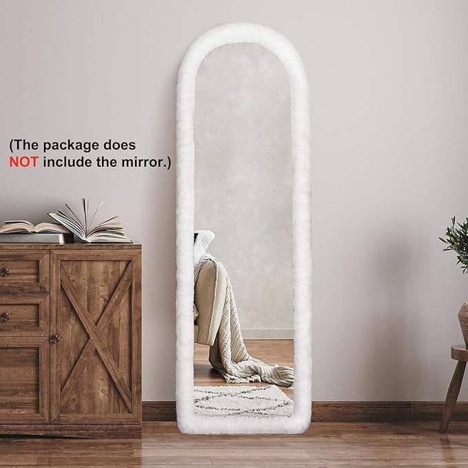 AnorTrek Fluffy Mirror Cover for Arched & Full-Length Mirrors (59"x16") – Stretch Fabric, Non-Slip Backing, Decorative Protector – Soft & Durable Décor (Mirror Not Included)