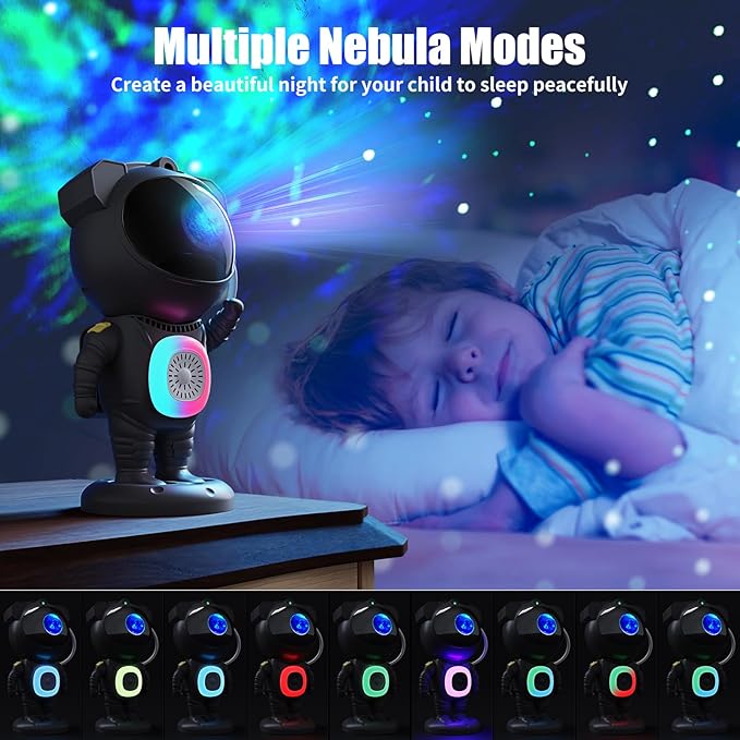 Astronaut Galaxy Projector,Space Projector,with Bluetooth Speaker and Remote Control,360° Adjustable Angle,Spaceman Star Kids Night Light, for Bedroom Ceiling Adult Birthday Valentine's Day (Black)
