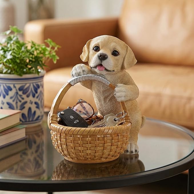 Dog Resin Storage Basket, Desktop Organizer for Remote & Keys, Cute Home Decor Tray, Ideal present for Pet Lovers.(Labrador Retriever)