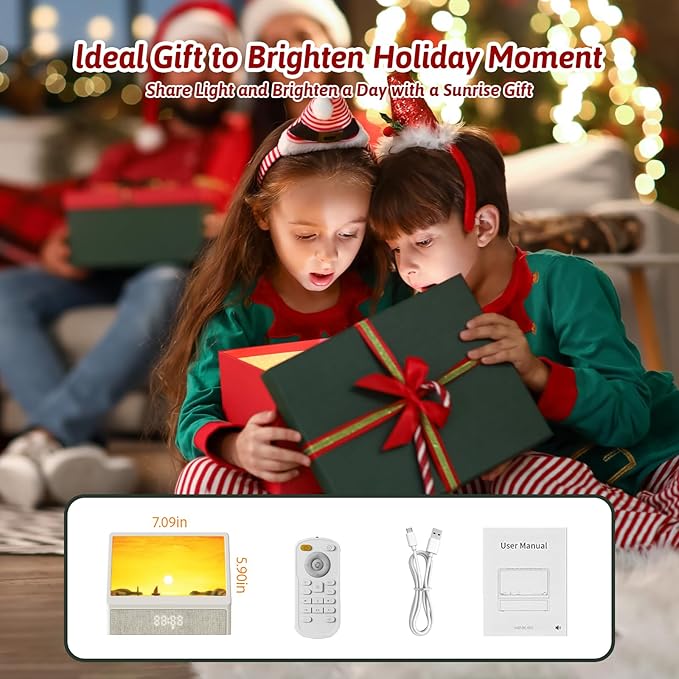 Sunrise Alarm Clock Night Light, Hatch Alarm Clock for Adults with Sound Machine Bluetooth Speaker White Noise Sound Machine Sunrise Clock Night Lamp for Nightstands Room Decor Gifts Ideas