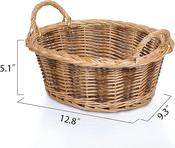 Rurality Small Empty Gift Basket to Fill Chocolate,Nuts,Coffee,Cookies for Women,Holiday,Easter,Mother's Day,Birthday,Present Hamper with Handle,Small