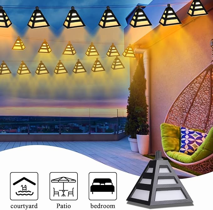 Vigdur Ramadan Lantern String Lights - 10 LEDs Eid Mubark Ramadan String Lights Connectable Waterproof，Ramadan Decoration Lights for Patio Garden Backyard Camping Party
