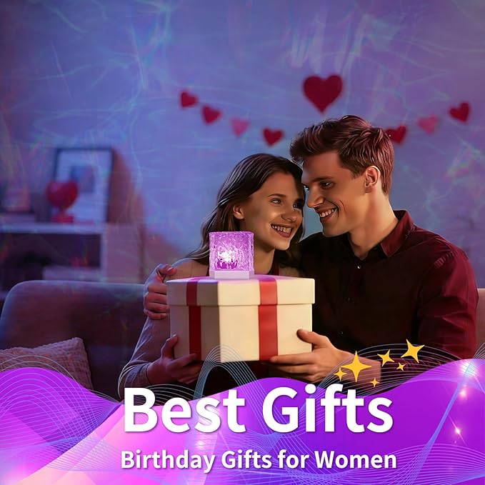 Ocean Wave Projector Light,16 Colors Water Ripple Romantic Ambient Lighting Northern Lights Projector with Remote for Bed Room Decor Meditation Relaxation Night Lights
