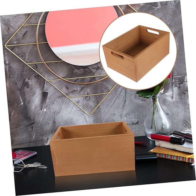 Holibanna Desktop Storage Box Rustic Wooden Organizer for Makeup Jewelry Sundries Compact Design Sturdy Vintage for Home Office for Toys Miscellaneous Items