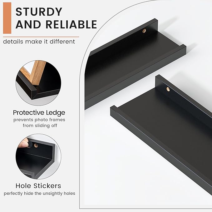 FLYJOE Floating Picture Ledge Shelves for Wall Set of 4, 48 Inch Wall Shelves with Lip Long Large Nursery Book Shelf for Toys Storage Kids Bookshelf Wall Mounted Living Room Bedroom Decor Frames