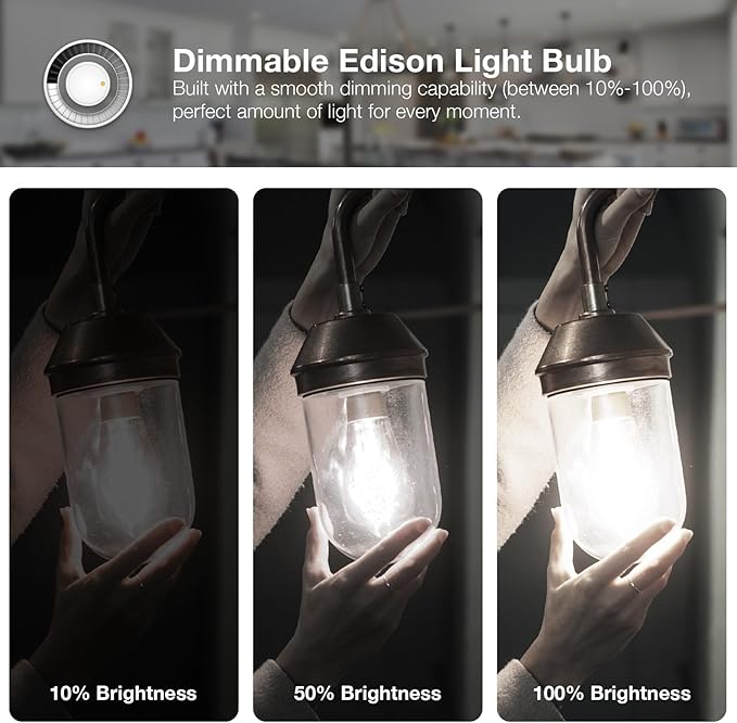 DAYBETTER 16 Pack Vintage LED Edison Bulbs, E26 Led Bulb 60W Equivalent, Dimmable Led Light Bulbs, High Brightness 800 LM Neutral White 4000K, ST58 Antique Filament Bulbs, Clear Glass Style for Home