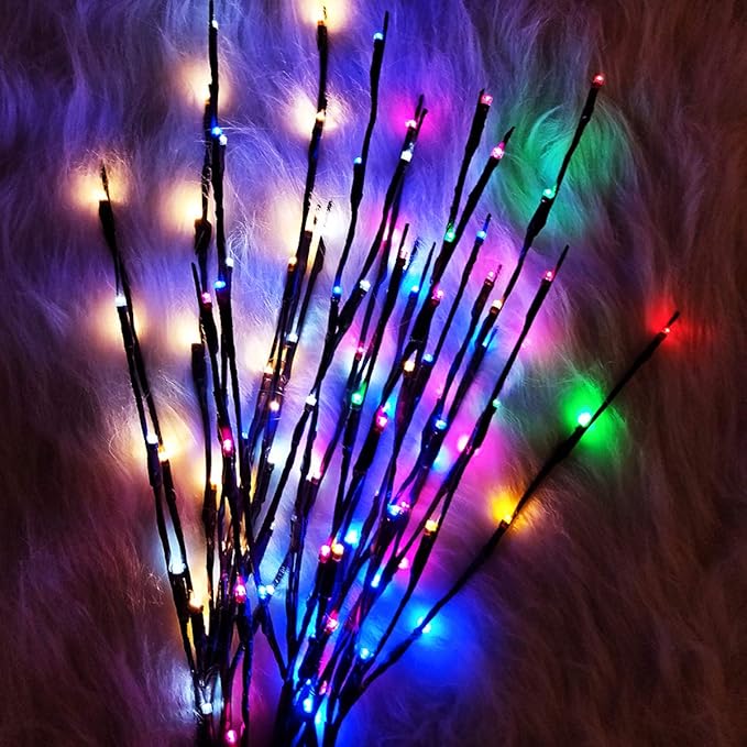 XIANMU Led Branch Light Battery Operated Lighted Branches Vase Filler Willow Twig Lighted Branch 30 Inch 20 LED for Christmas Home Party Decoration Indoor Outdoor Use Pack of 2 Purple