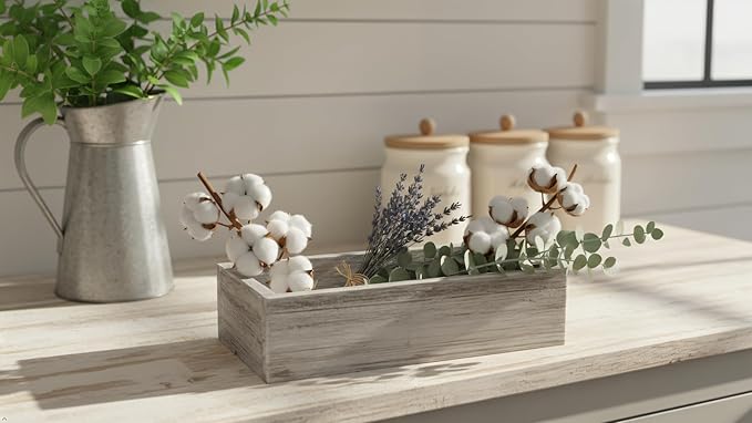 Decorative Barnwood Box | Authentic Rustic Weathered Wood Box for Table Decoration, Weddings, Parties, and Home (White Wash)