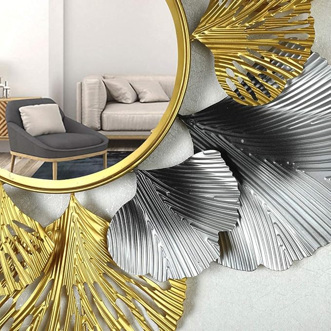 Decorative Round Mirror - Modern Hanging Mirror, 29" Metal Frame - Wall Decor for Living Room, Bedroom, Bathroom