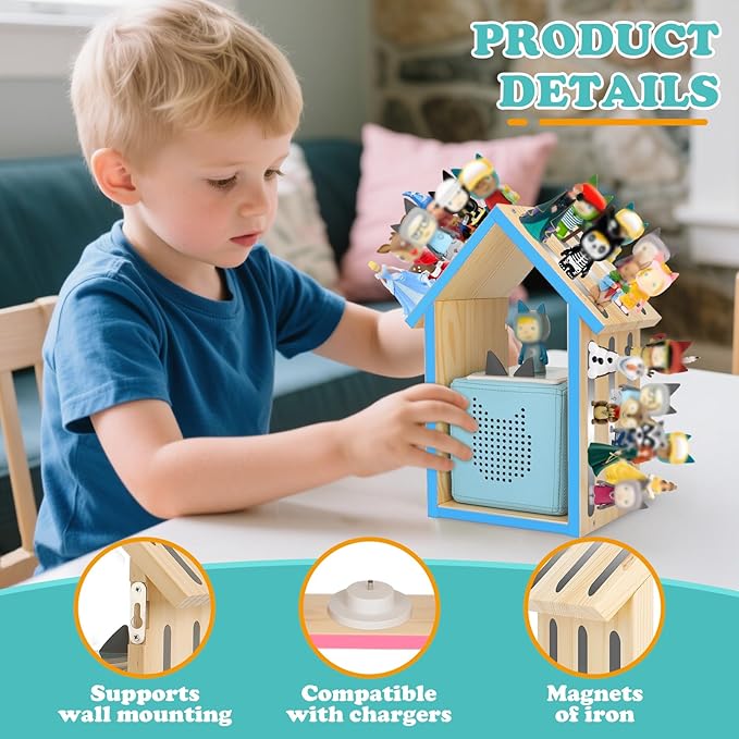 for Tonies Box Shelf Magnetic House Storage Shelf, Compatible with Tonie Box 1/2 Player Character Tonies Figures Characters for Children Room, Wall-Mounted and Desktop Placement