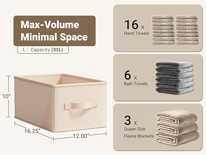 LayerSpace Storage Bins, Fabric Satin Storage Baskets for Shelves, 16.25" L*12" W*10" H Collapsible Storage Bins with Handles for clothes, Closet Baskets and Bins with Handles, Blush Pink, 3-Pack