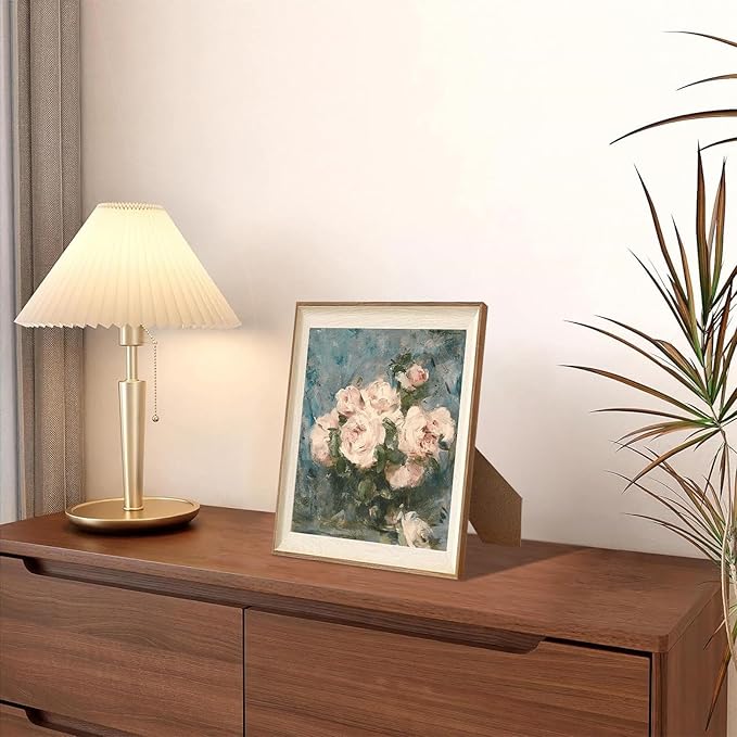 ASTRDECOR Framed Vintage Wall Art for Living Room, Vintage Floral Home Decor Aesthetic, Victorian Pink Rose Bouquet Oil Painting Blue Canvas Wall Art Prints, Antique Flower Pictures Blue Artwork for Living Room-10''x12''