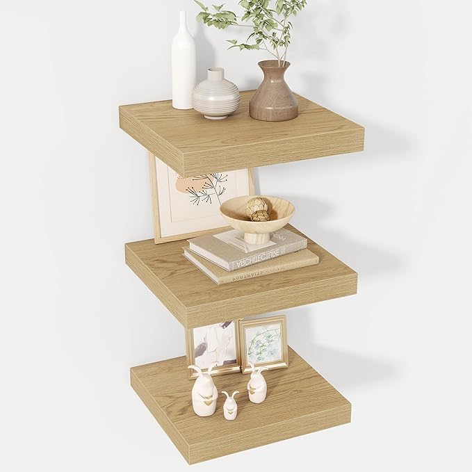 Acovy 12 Inch Floating Shelves, 12" Deep Floating Shelf Wall Mounted, 12" Wall Shelves, Rustic Deep Bookshelf, Extra Deeper Display Shelves & Storage Shelves for Bedroom, Living Room, Set of 3