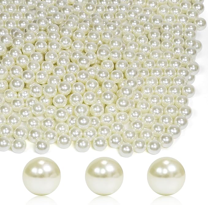 1400Pcs Cream Vase Filler Pearl Beads for Crafting 8mm Beads No Holes Decor Suitable for Wedding Decor, Party Decorations, Centerpiece Table Decorations