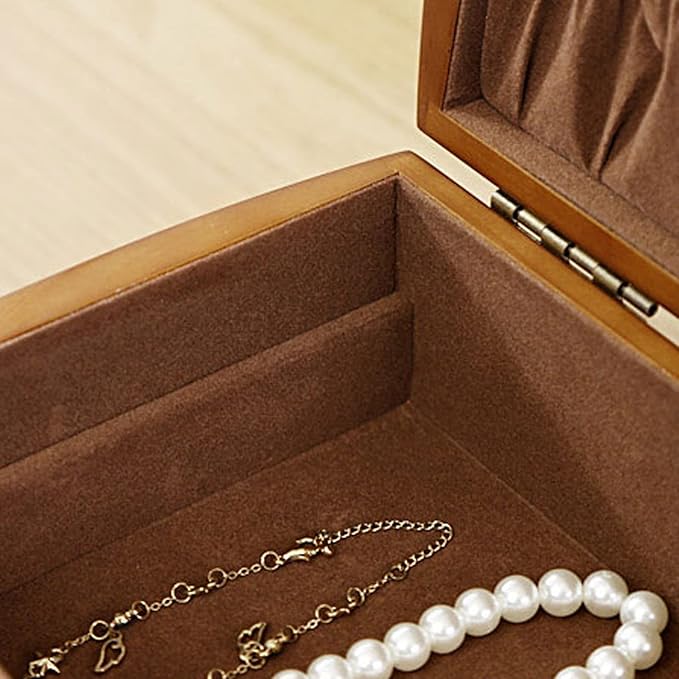 VSULZVNU Makeup Organizers Womens Jewelry Boxes Organizer Vintage Jewelry Case with Lock and Large Wooden Jewelry Organizer for Necklaces Earrings Watches Jewelry Case (Size : Small)