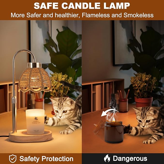 Candle Warmer Lamp, Stepless Dimming & Timer, Bohemian Style Wax Melting Device, Suitable for Home, Desk Decor, Bedroom, Mother's Day, Valentine, Birthday Gifts for Women (Gold)