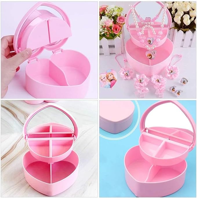 Jewelry Box,Earring Organizer Box Romantic Jewelry Box Earrings Display Box Hair Clip Storage Box Jewelry Organizer Box with Heart Make Makeup Organizer Box