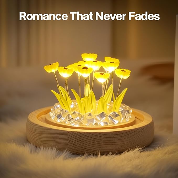 ONXE Sunflowers Flower Lamp,Sunflowers Night Light,Birthday Mothers Day Gifts for Girlfriend Mom Women Her Wife Sister Girls Grandma,Artificial Flower Table Lamp in Glass Dome (Battery Powered)