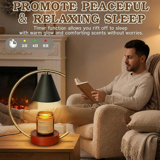 Candle Warmer Lamp with Timer Dimmable, Gifts for Women, House Warming Gifts New Home Decor, Black Candle Warmer, Wax Melt Warmer for Jar Candles with 2 * 50W Bulbs (Moon-Shape Candle Warmer Lamp)