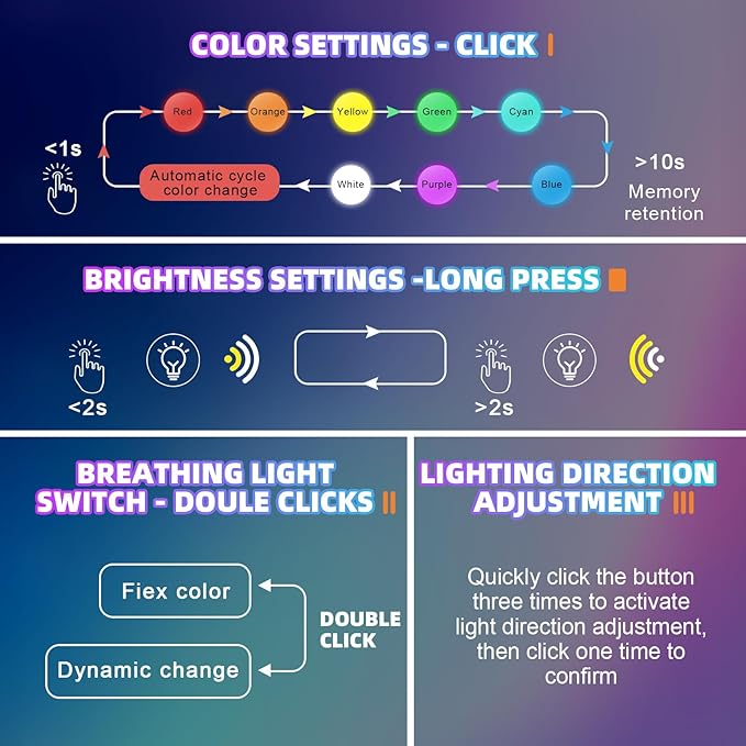 Frienda 4 Pcs Mini USB LED Light Car LED Interior Lighting 5v RGB Portable Ambient Lighting Adjustable 8 Color and Brightness Smart USB Night Lamp for Cars Laptop Keyboard Atmosphere, Type A