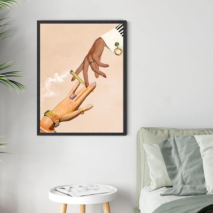 RINMFEO Trippy Deep Talks Wall Art Print Funky Decor Retro Collage Art Psychedelic Vintage Poster Mindful Aesthetic 24x36inch Black frame