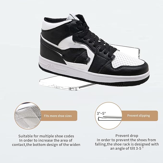 Floating Shoe Display Shelves Wall Mount Set of 6, Clear Acrylic Floating Sneaker Shelves, 8 x 3 Inch Acrylic Shoe Shelf for Wall, Shoe Display Shelf for Bedroom Hallways Sneaker Collections