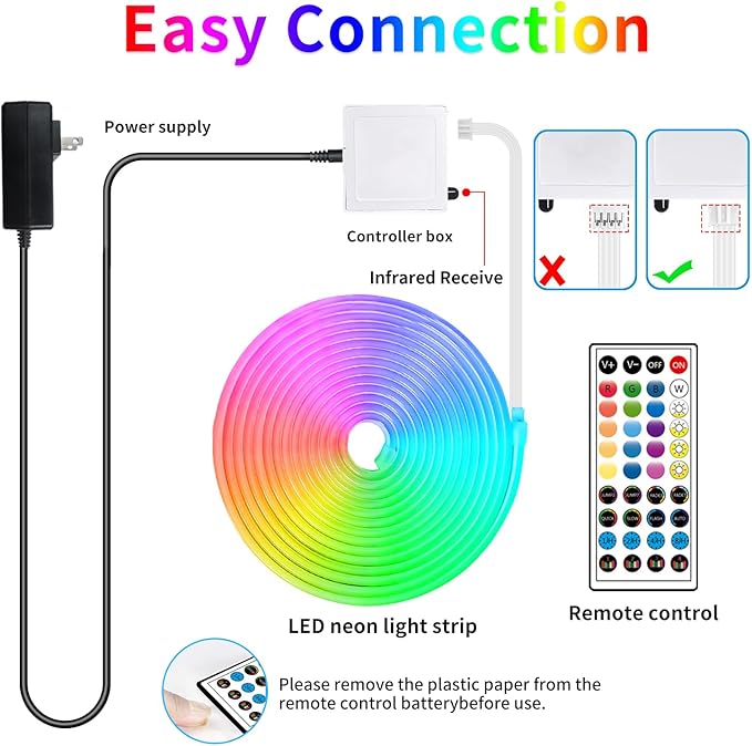 66FT Led Neon Rope Lights Control with App/Remote,Flexible Led Rope Lights,Multiple Modes,IP65 Outdoor RGB Neon Lights Waterproof,Music Sync Gaming Led Neon Strip Lights for Bedroom Décor