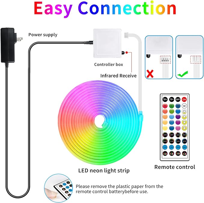 32.8FT Led Neon Rope Lights Control with App/Remote,Flexible Led Rope Lights,Multiple Modes,IP65 Outdoor RGB Neon Lights Waterproof,Music Sync Gaming Led Neon Strip Lights for Bedroom Décor