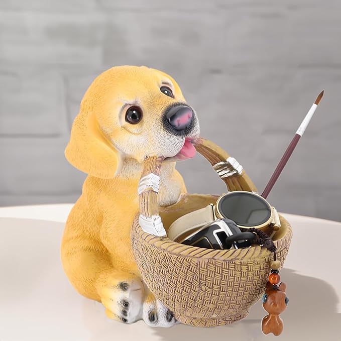 Dog Candy dish Candy bowl, key bowl for entryway table,Funny Dog Dish Key Holder Bowl,Statues for Office Desk Home Decor Entryway Table Decor Storage Basket (Labrador)