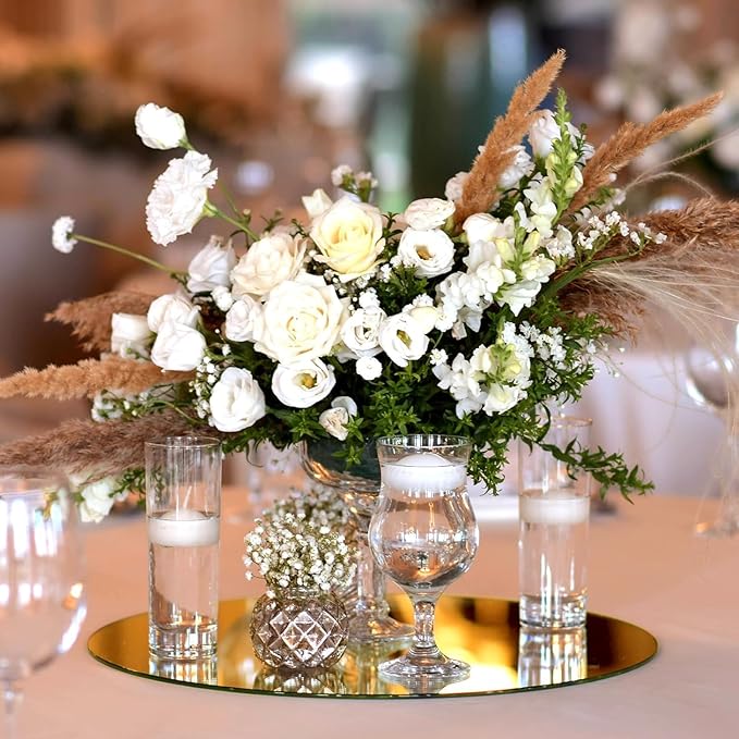 Circle Mirror Centerpieces, Wedding & Party Mirror Tiles, Table & Wedding Decor - 8'' Gold