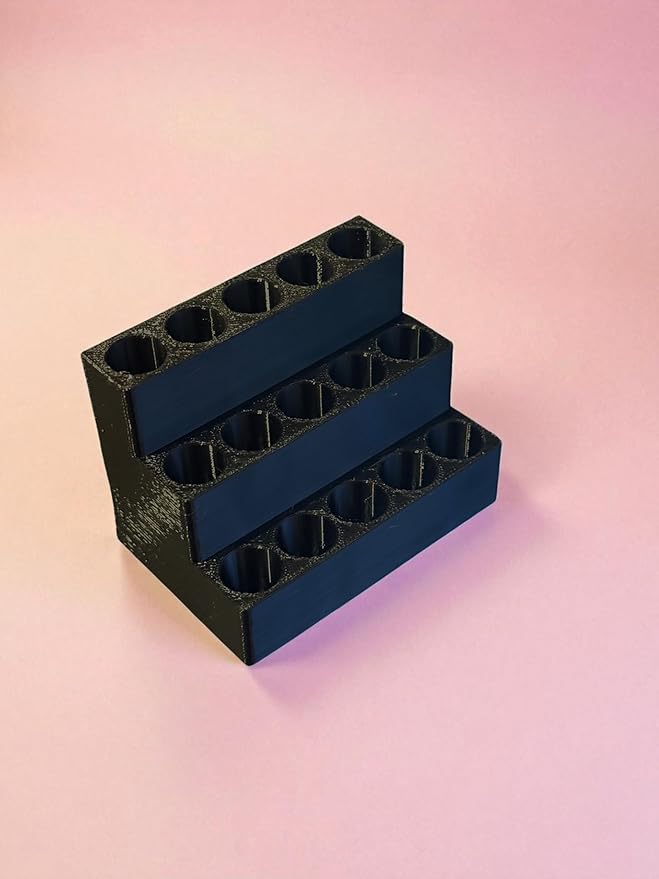 2mL Perfume Sample Organizer – Tiered Display Holder for 15 Mini Fragrance Vials, 3-Tier Perfume Tester Storage Stand, Vanity & Desk Fragrance Sample Rack (Obsidian Black)
