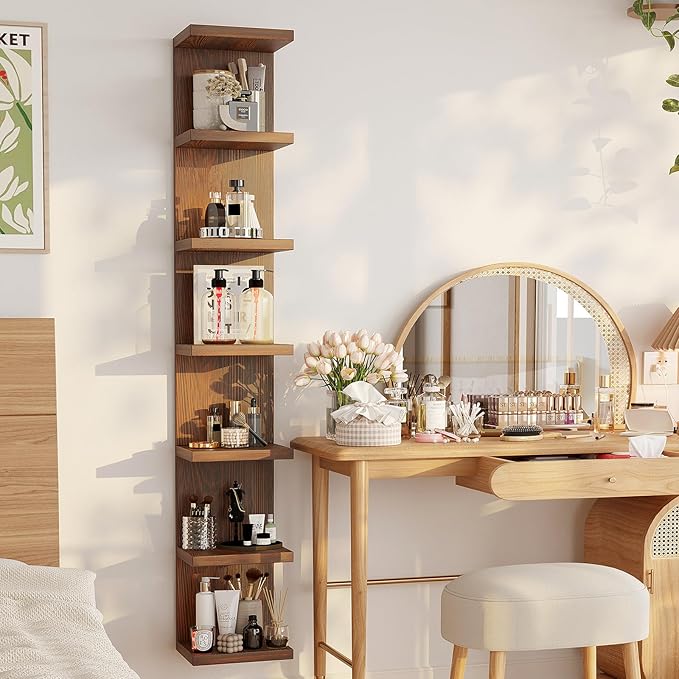 LitaEther Lack Wall Shelf,Display Floating Shelf (Solid Wood, 7 Tier)